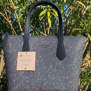 Kate spade joeley glitter small dusk blue satchel